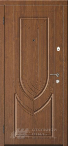 Входная коричневая дверь со шпонированным МДФ с отделкой МДФ ПВХ - фото №2